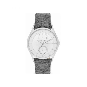 Watch Stainless with Grey Suture Leather Strap